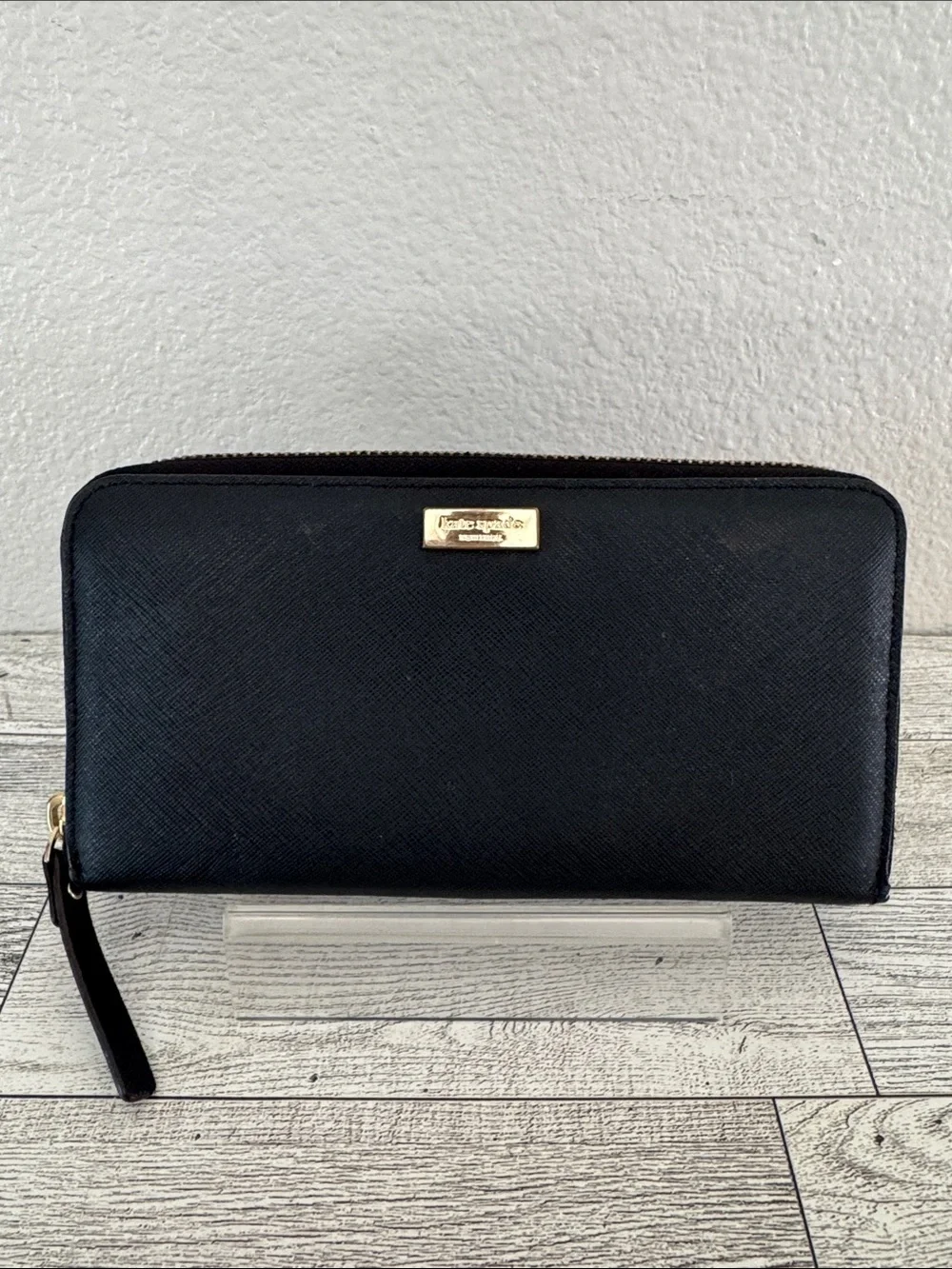 Kate Spade Black Leather Long 3/4 Zip Wallet